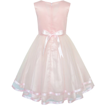 Sunny Fashion Girls Elegant Wave Hem Tulle Party Dress