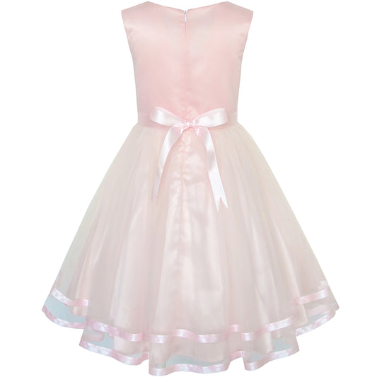 Sunny Fashion Girls Elegant Wave Hem Tulle Party Dress