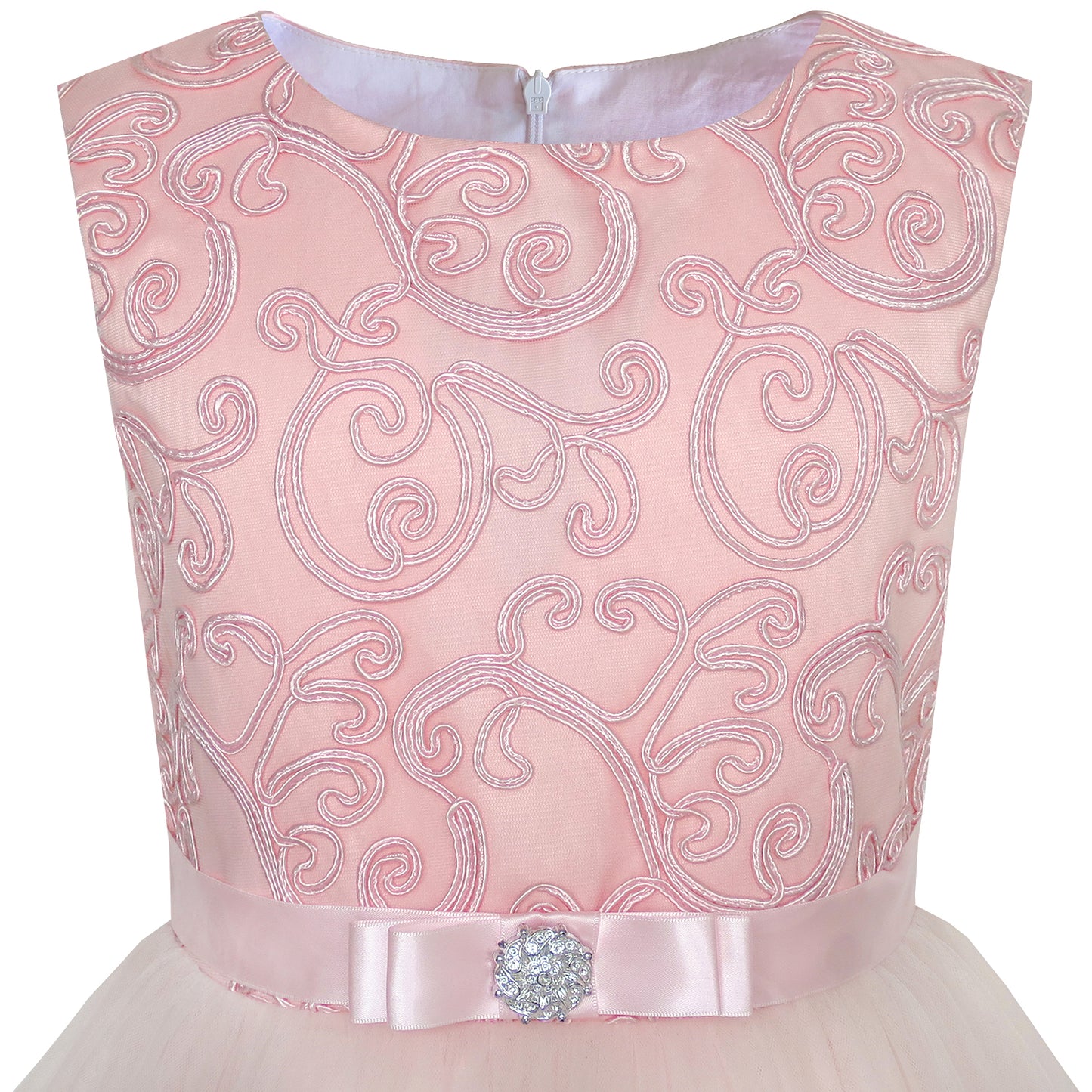 Sunny Fashion Girls Elegant Wave Hem Tulle Party Dress