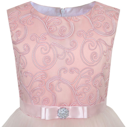 Sunny Fashion Girls Elegant Wave Hem Tulle Party Dress