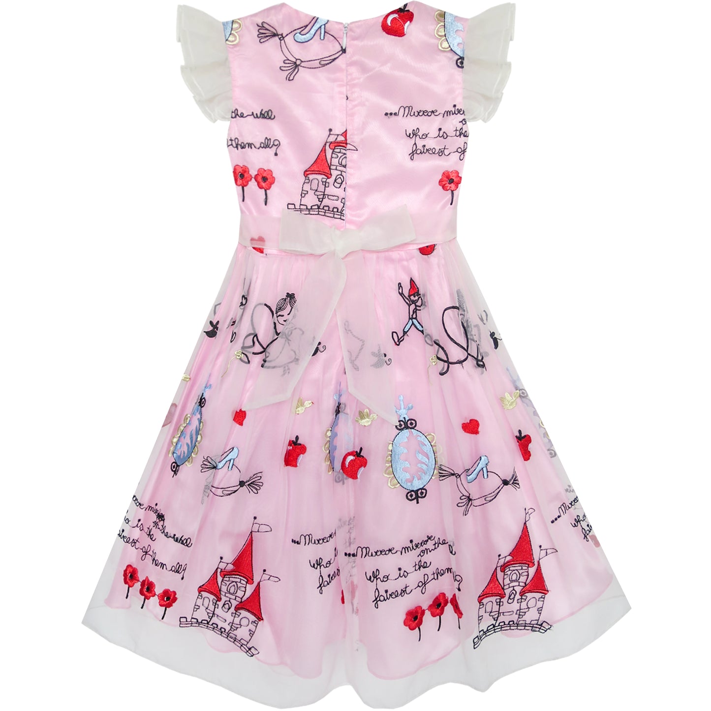 Girls Dress Bow Tie Jacquard Fit And Flare Princess Size 3-12 Years