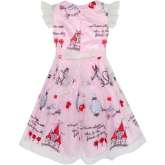 Girls Dress Bow Tie Jacquard Fit And Flare Princess Size 3-12 Years