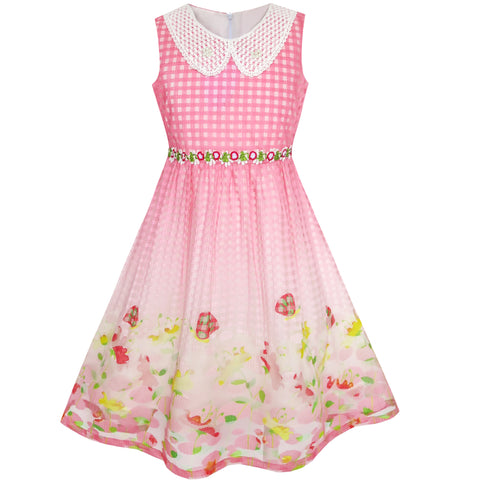 Girls Dress Lace Leaf Print Elegant Princess Party Wedding Size 5-16 Years
