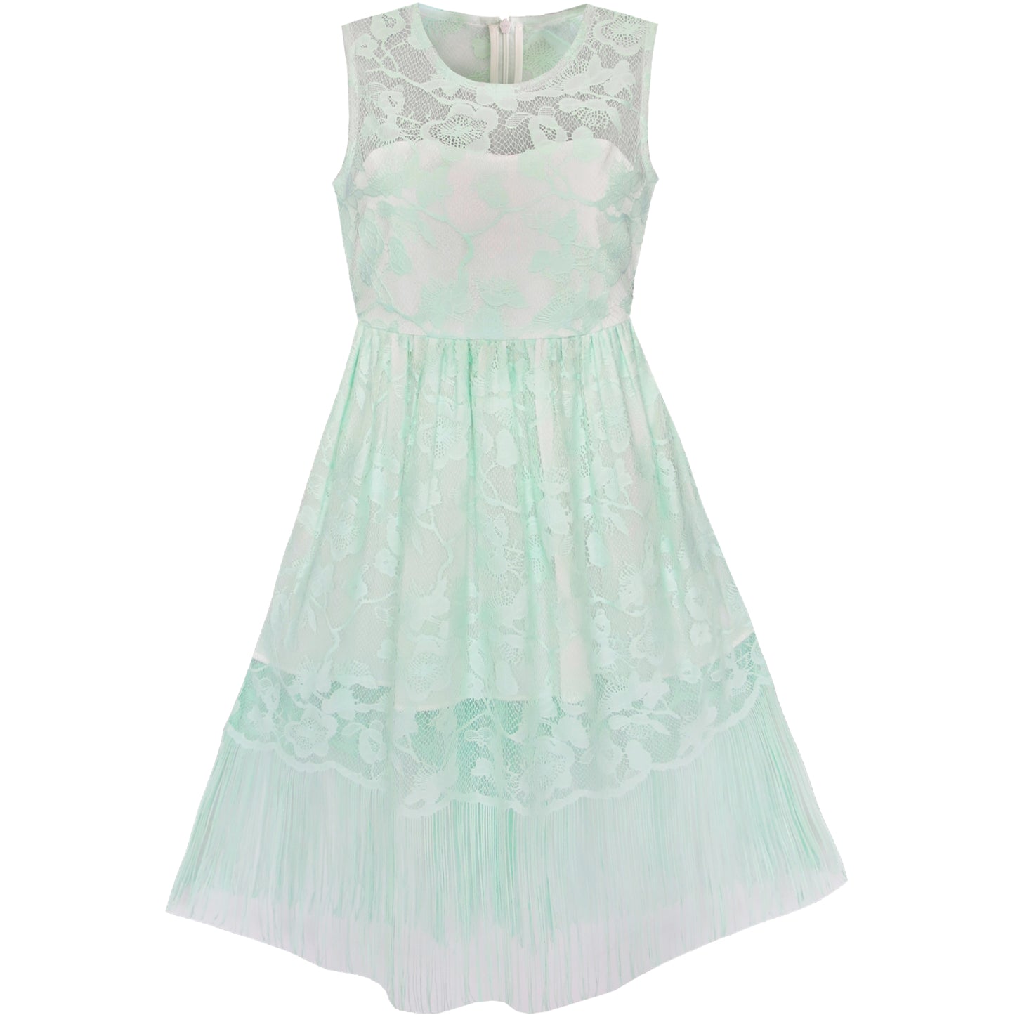 Girls Dress Lace Tassel Hem Princess Party Size 4-16 Years