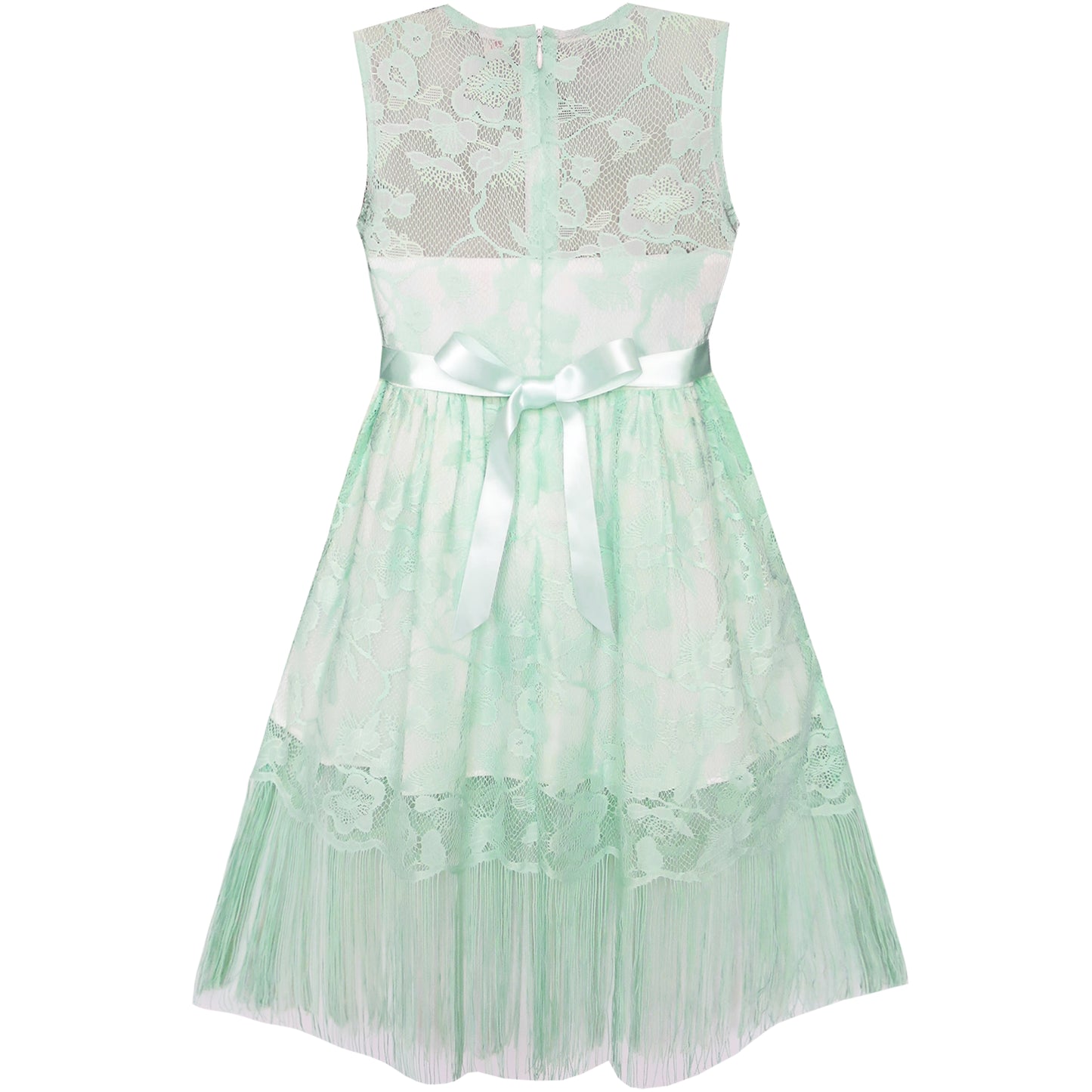 Girls Dress Lace Tassel Hem Princess Party Size 4-16 Years
