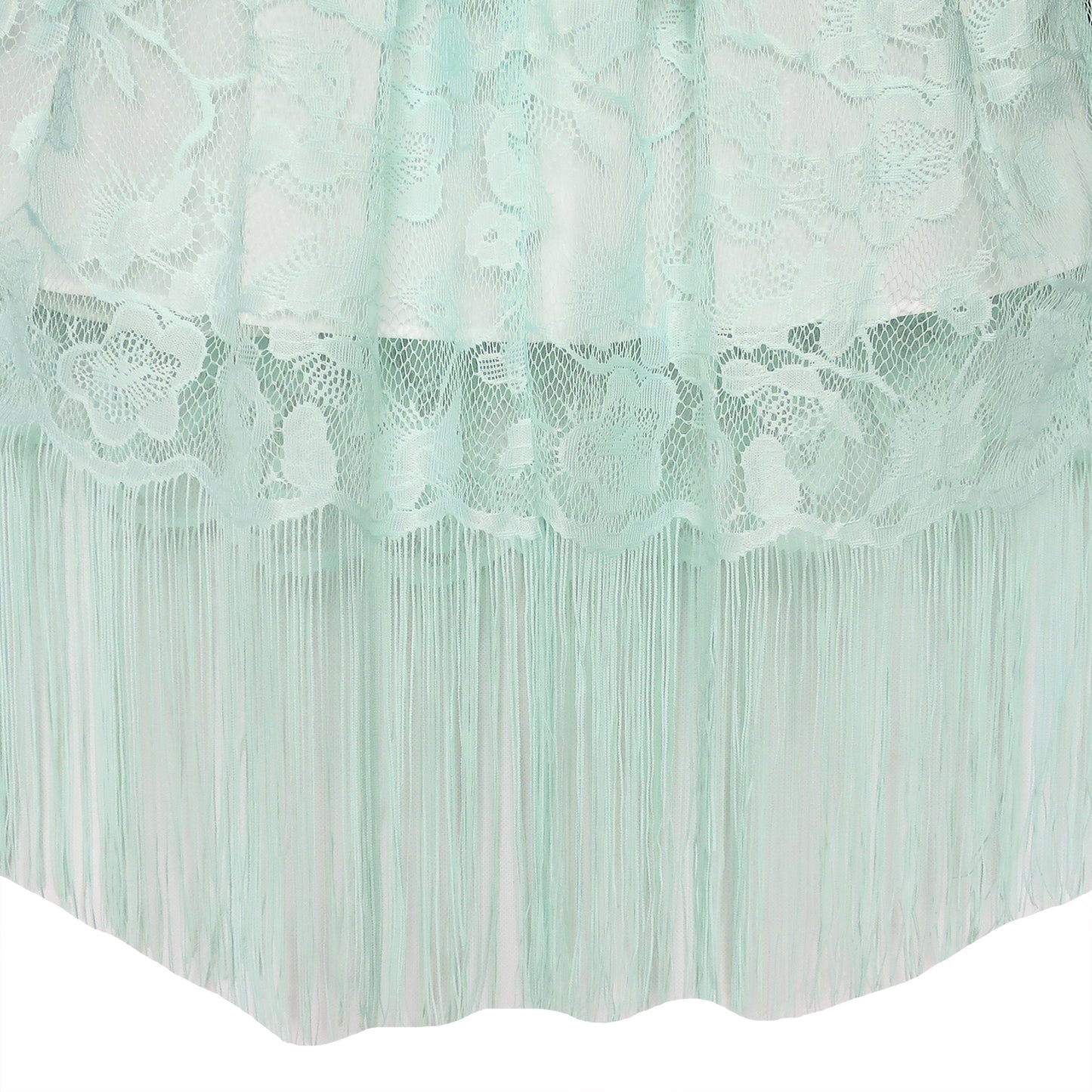 Girls Dress Lace Tassel Hem Princess Party Size 4-16 Years