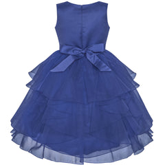 Flower Girls Dress Rhinestone Tulle Wedding Pageant Bridesmaid Size 5-12 Years