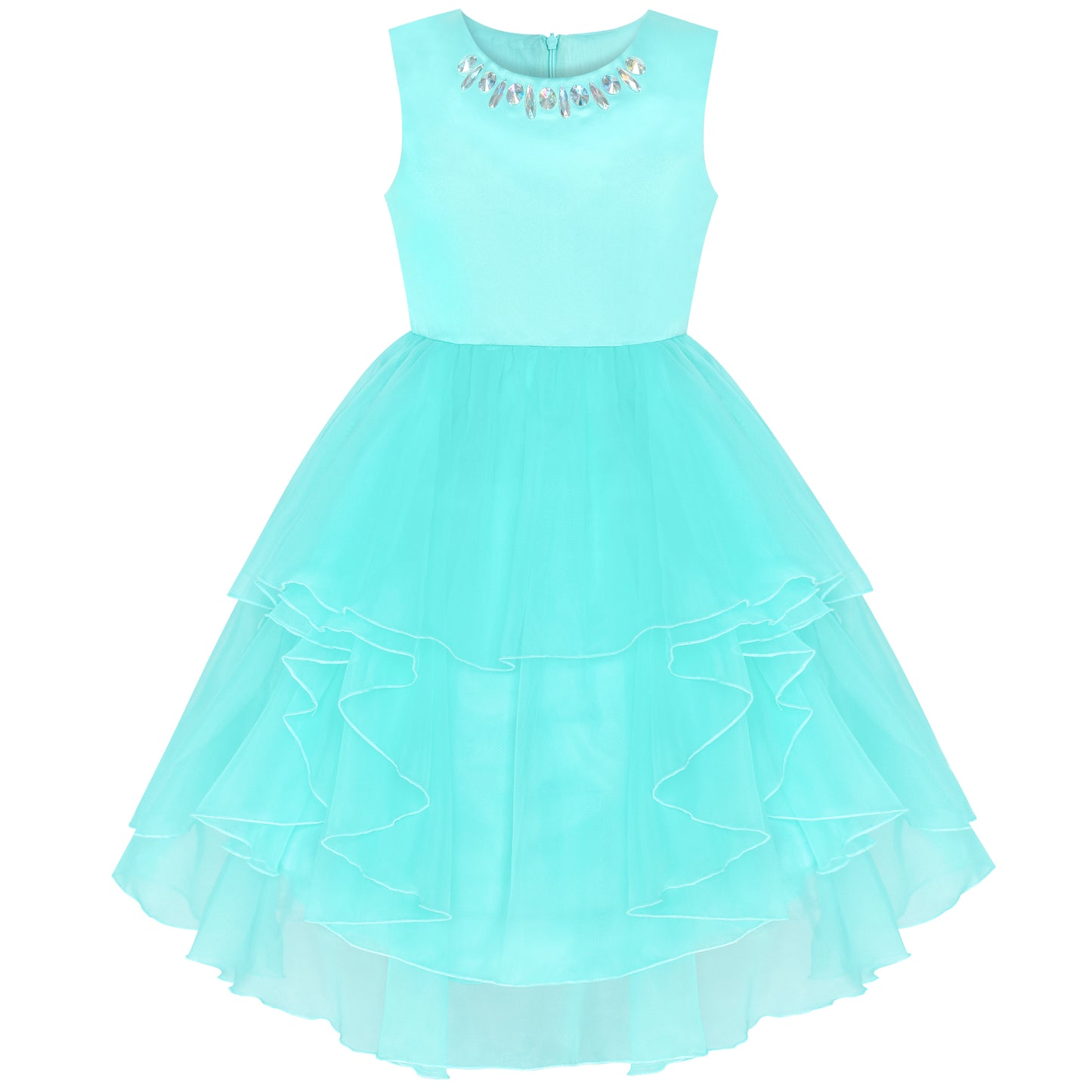 Flower Girls Dress Rhinestone Tulle Wedding Pageant Bridesmaid Size 5-12 Years