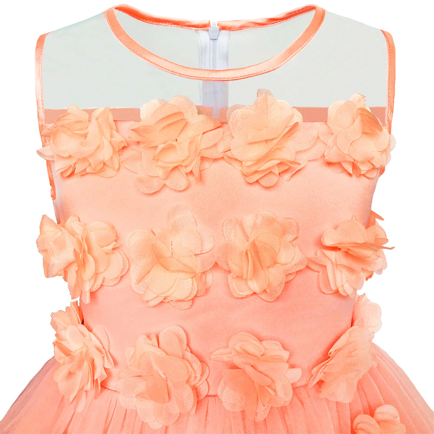 Girls Dress Dimensional Flower Birthday Wedding Dress Size 5-12 Years