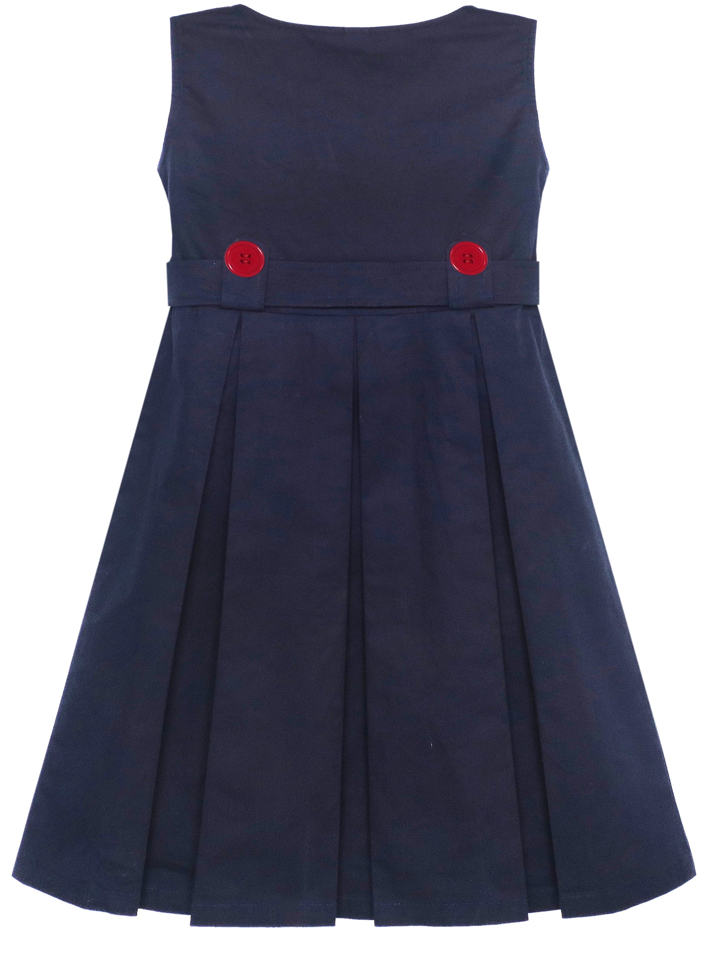 Girls Dress Khaki Button Back School Pleated Hem Size 6-14 Years