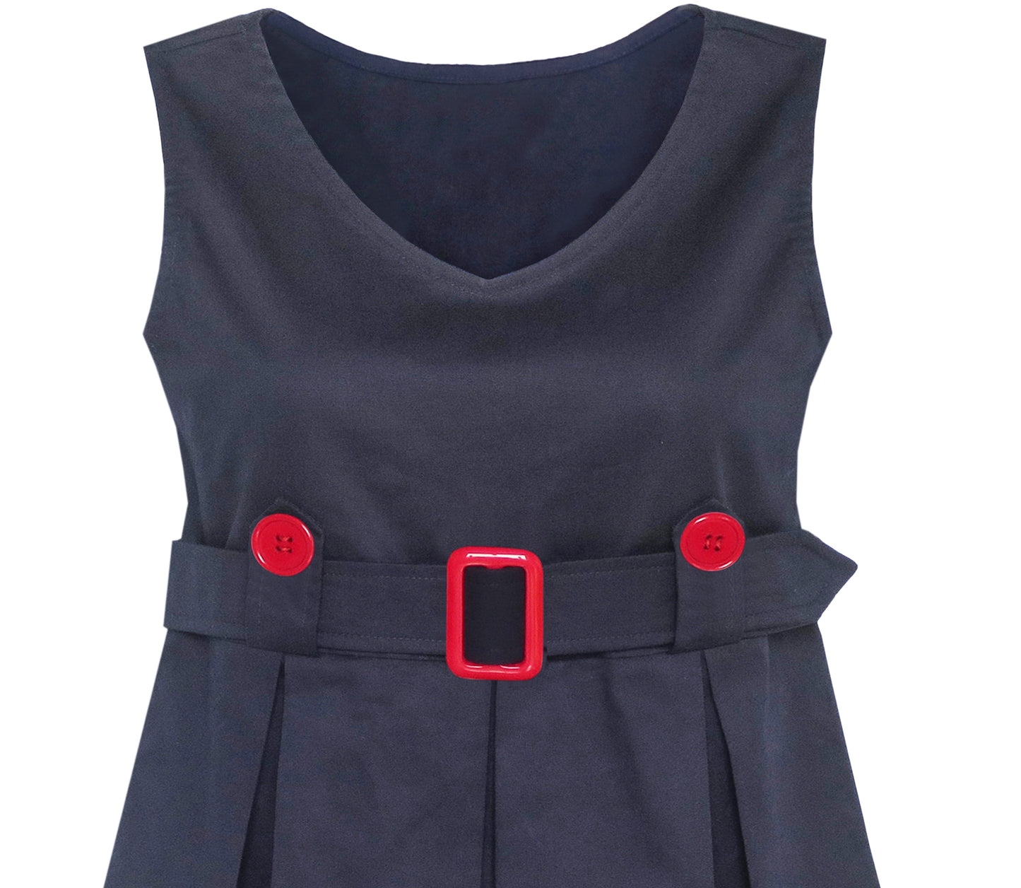 Girls Dress Khaki Button Back School Pleated Hem Size 6-14 Years