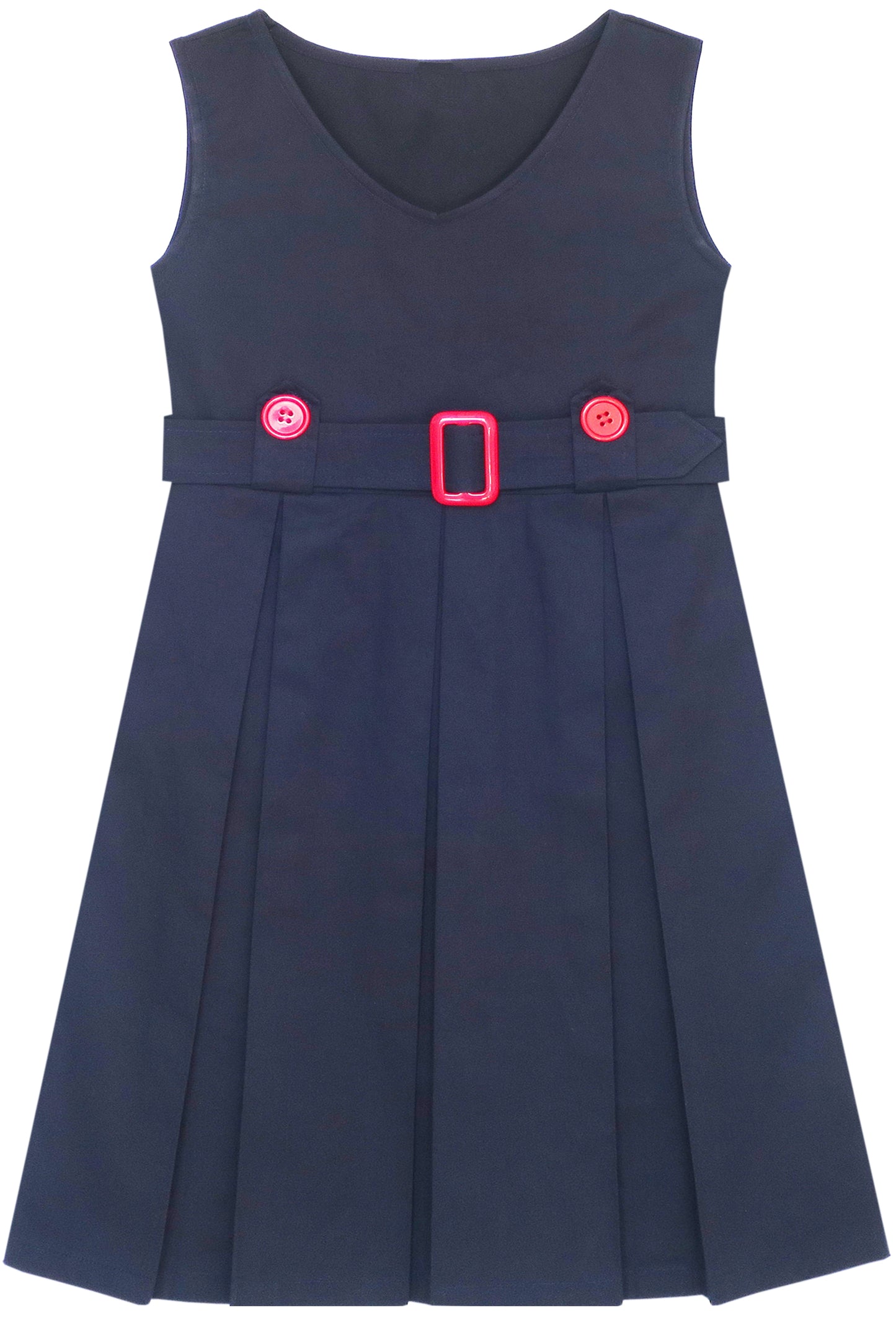 Girls Dress Khaki Button Back School Pleated Hem Size 6-14 Years