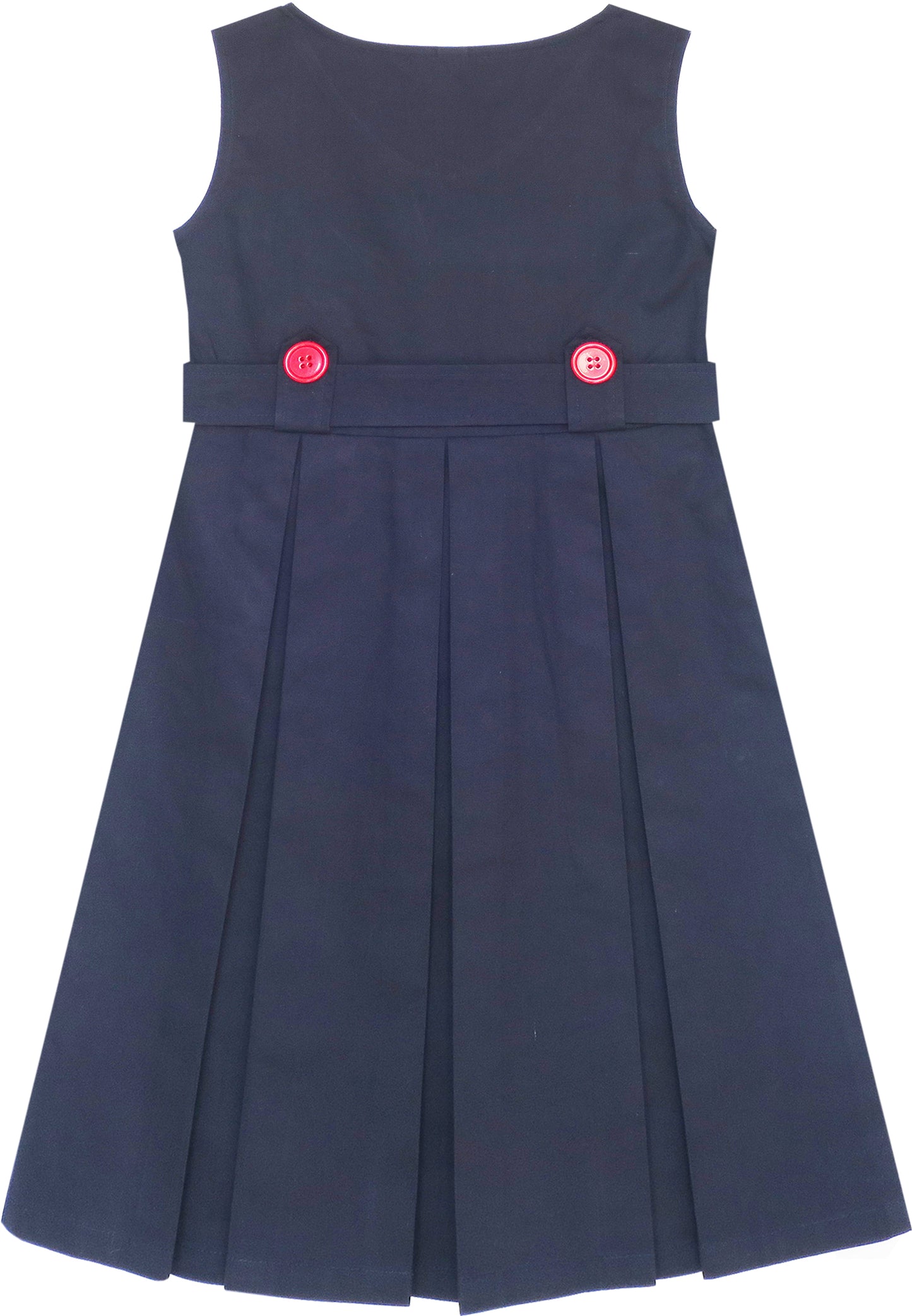 Girls Dress Khaki Button Back School Pleated Hem Size 6-14 Years