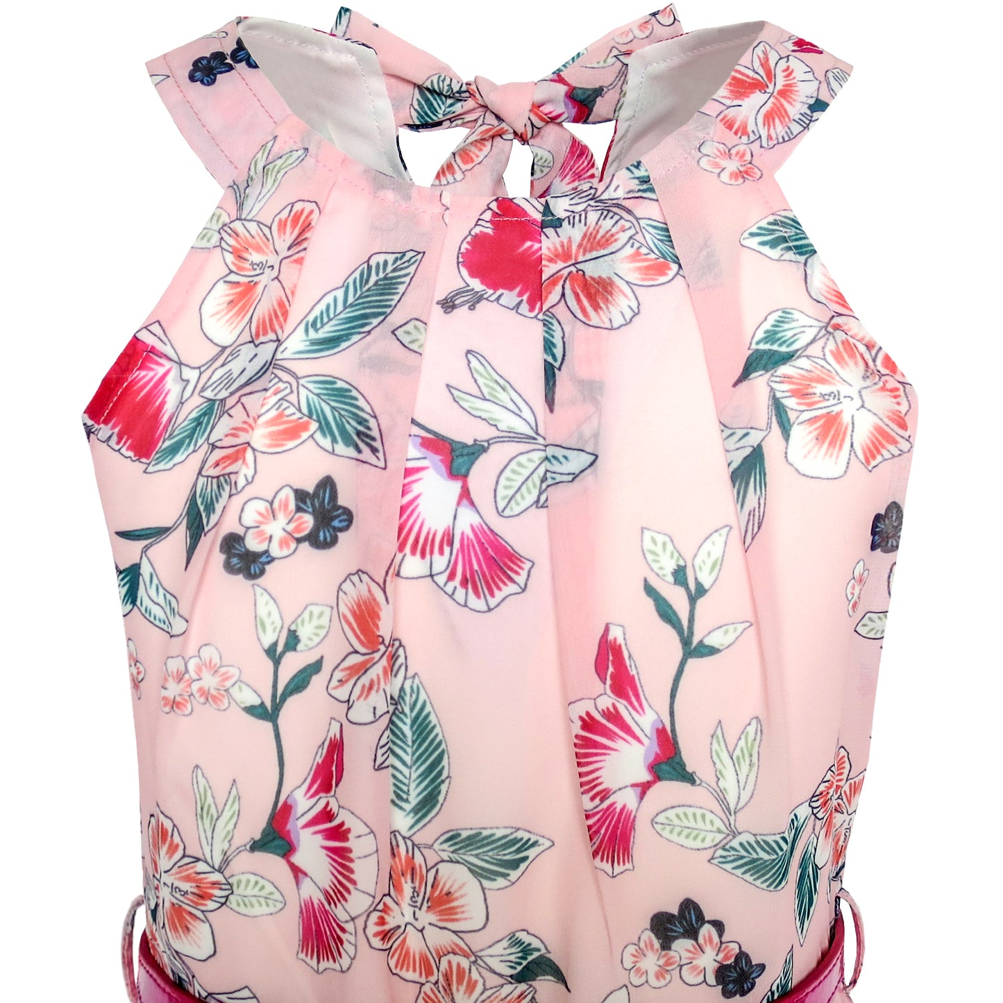 Girls Dress Floral Belt Chiffon Party Maxi Dress Size 6-14 Years