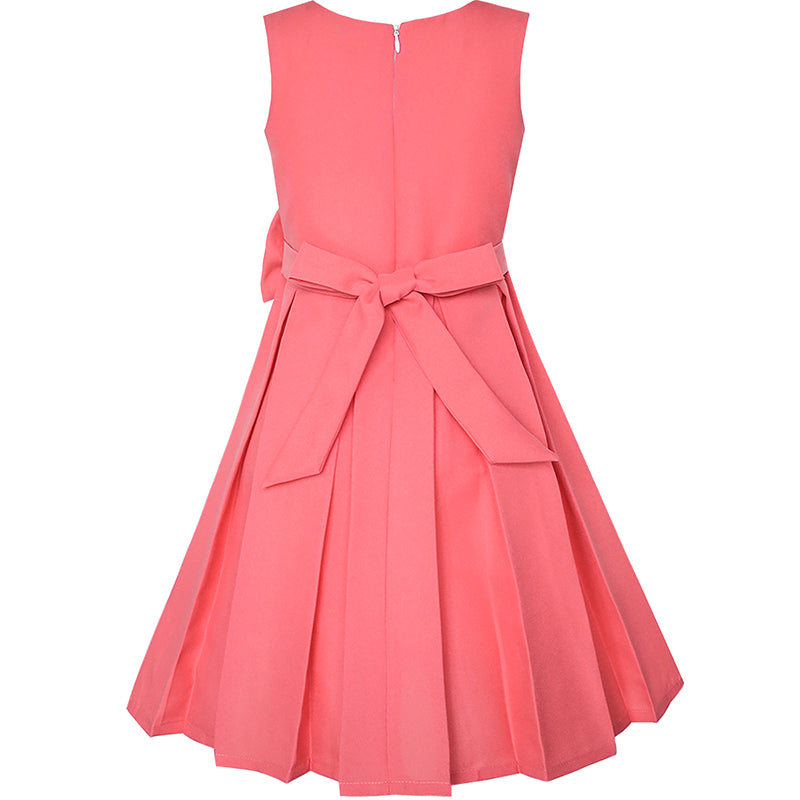 Girls Dress Color Block Contrast Bow Tie Everyday Party Size 4-14 Years