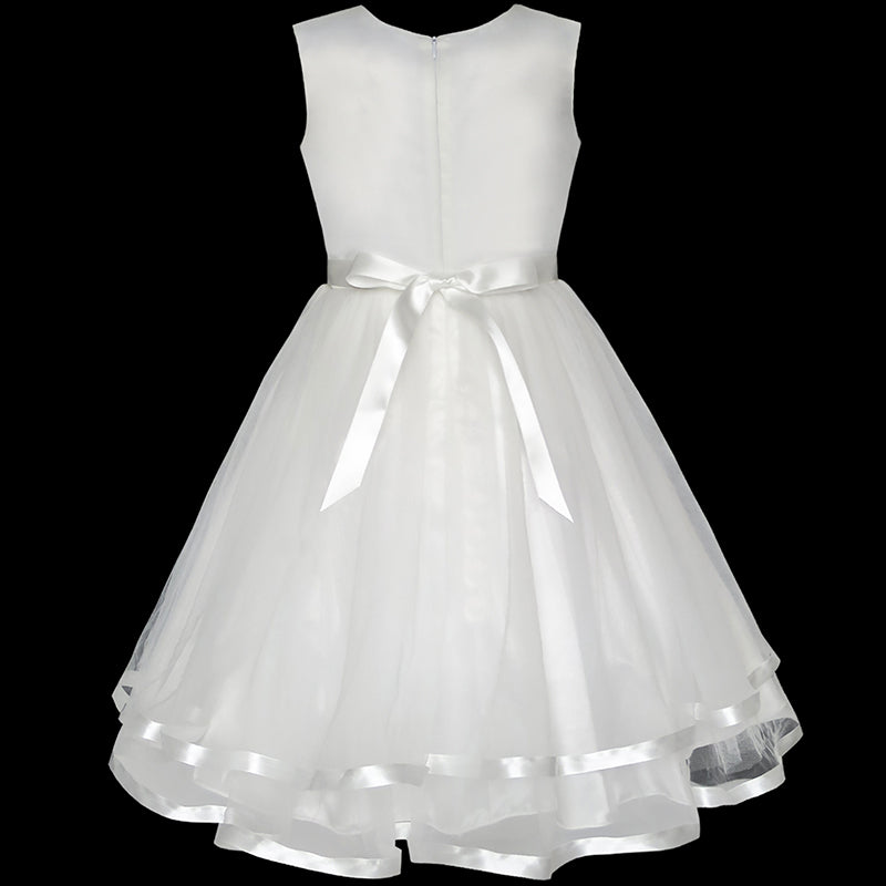Sunny Fashion Girls Sparkle Wave Hem Tiered Tulle Party Dress
