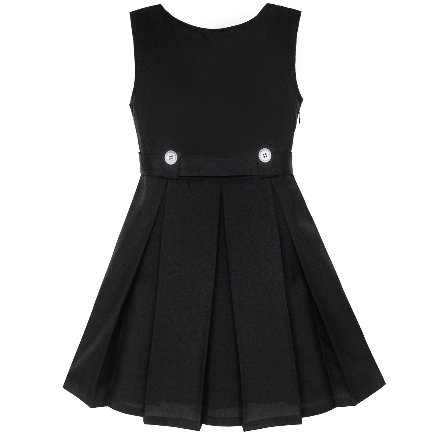 Girls Dress Khaki Button Back School Pleated Hem Size 6-14 Years