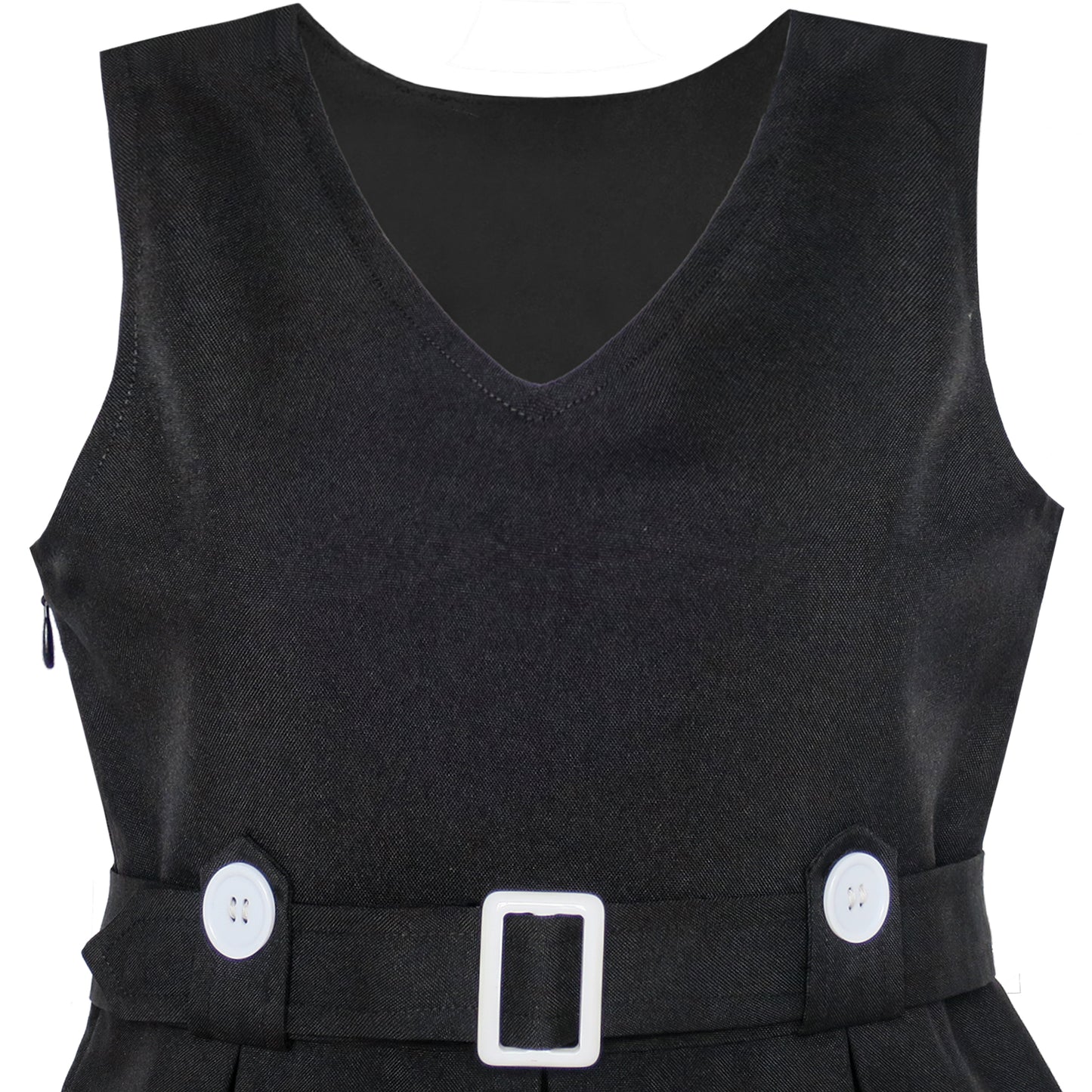 Girls Dress Khaki Button Back School Pleated Hem Size 6-14 Years