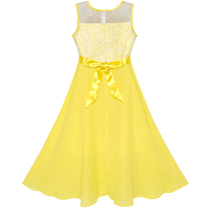 Girls Dress Rhinestone Chiffon Bridesmaid Dance Ball Maxi Gown Size 6-14 Years