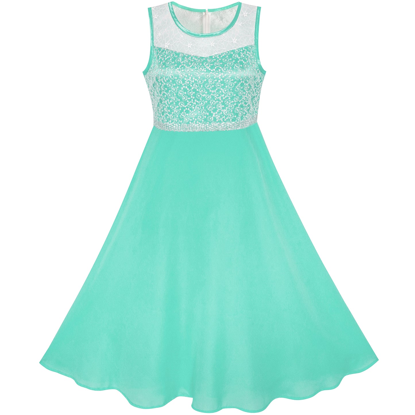 Girls Dress Rhinestone Chiffon Bridesmaid Dance Ball Maxi Gown Size 6-14 Years