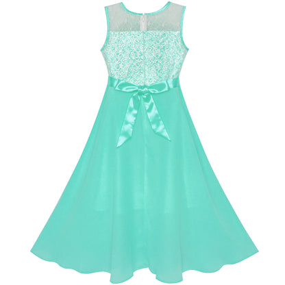 Girls Dress Rhinestone Chiffon Bridesmaid Dance Ball Maxi Gown Size 6-14 Years