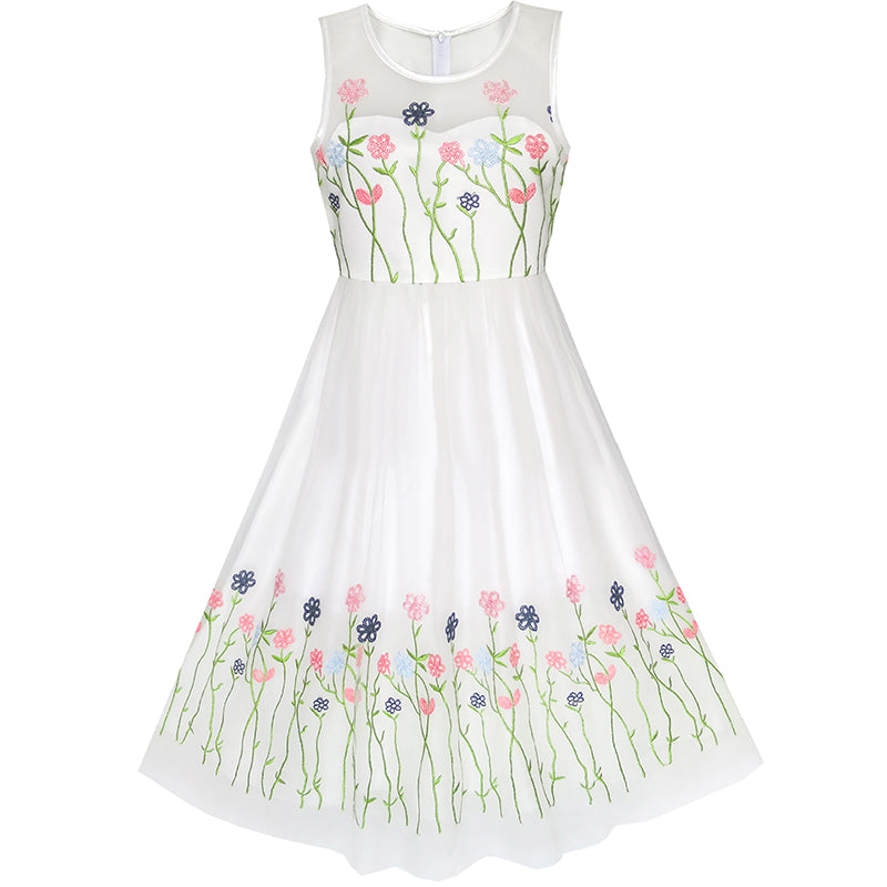 Flower Girls Dress Dimensional Flower Wedding Party Pageant Size 5-14 Years