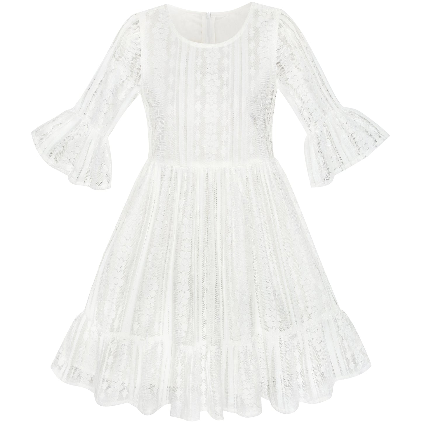 Girls Dress Lace Floral Hi-low Off Shoulder Pageant Bridesmaid Size 4-12 Years