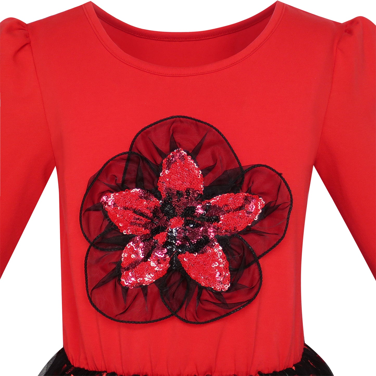 Girls Dress Long Sleeve Lace 2-in-1 Princess Tutu Size 4-12 Years