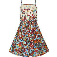 Girls Dress Tank Smocked Dress Cat Leopard Size 2-14 Years