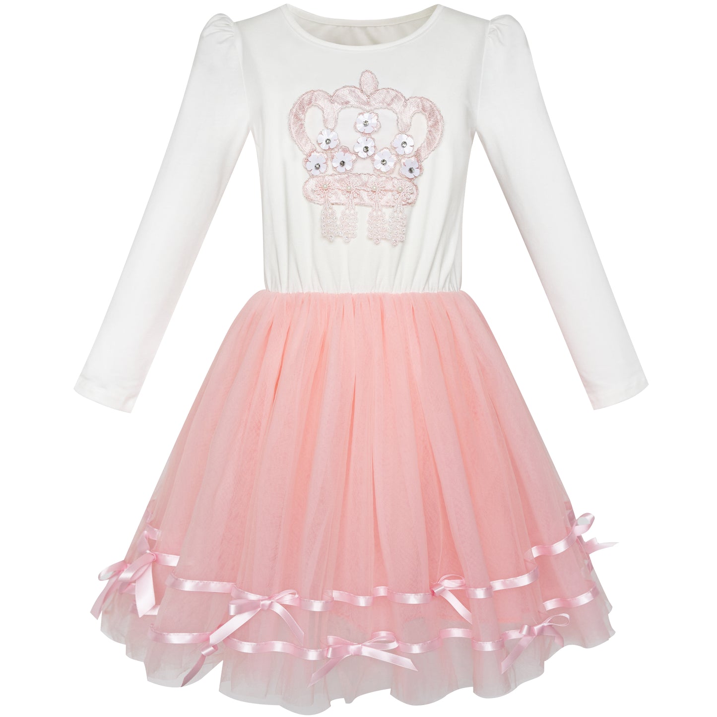 Girls Dress Long Sleeve Lace 2-in-1 Princess Tutu Size 4-12 Years