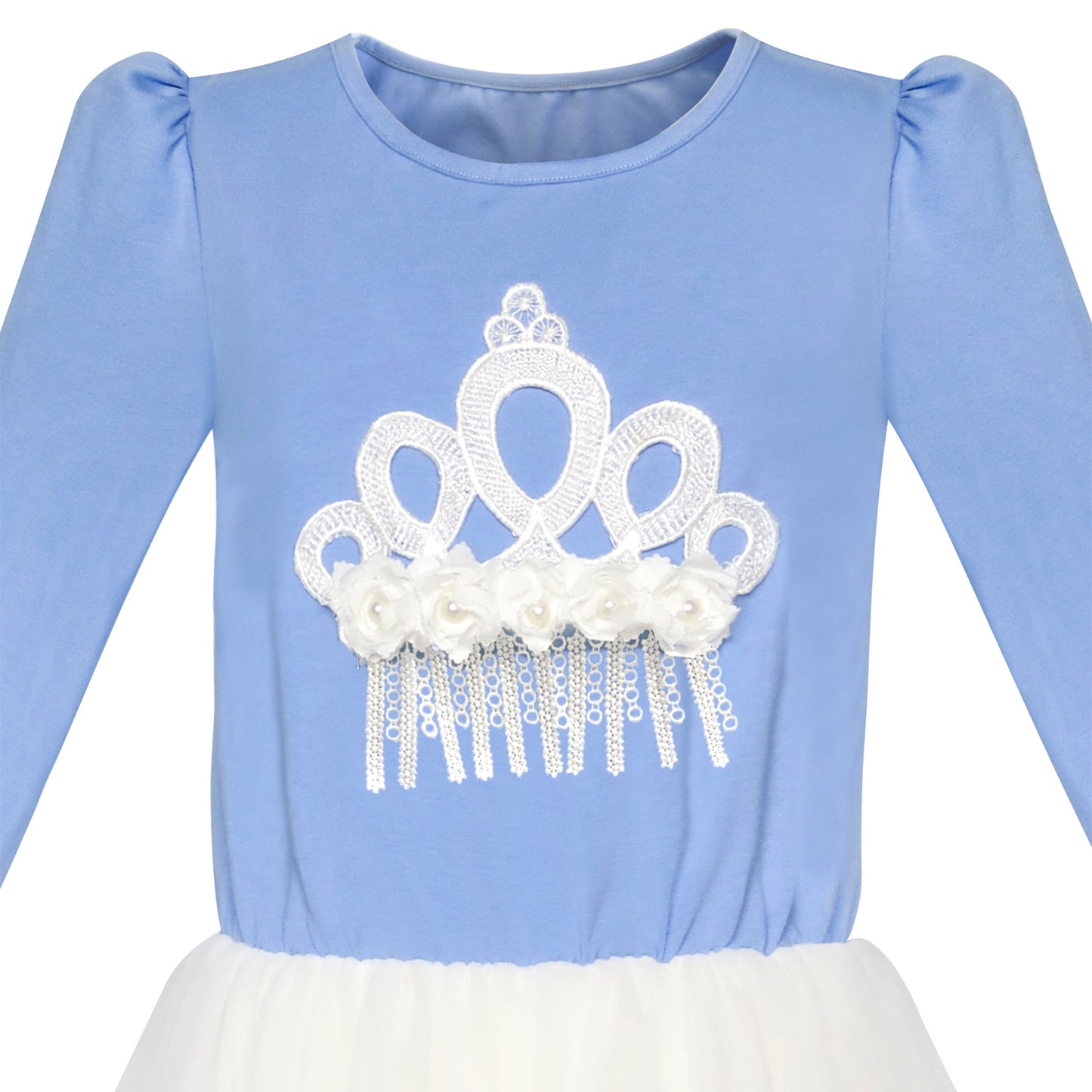 Girls Dress Long Sleeve Lace 2-in-1 Princess Tutu Size 4-12 Years