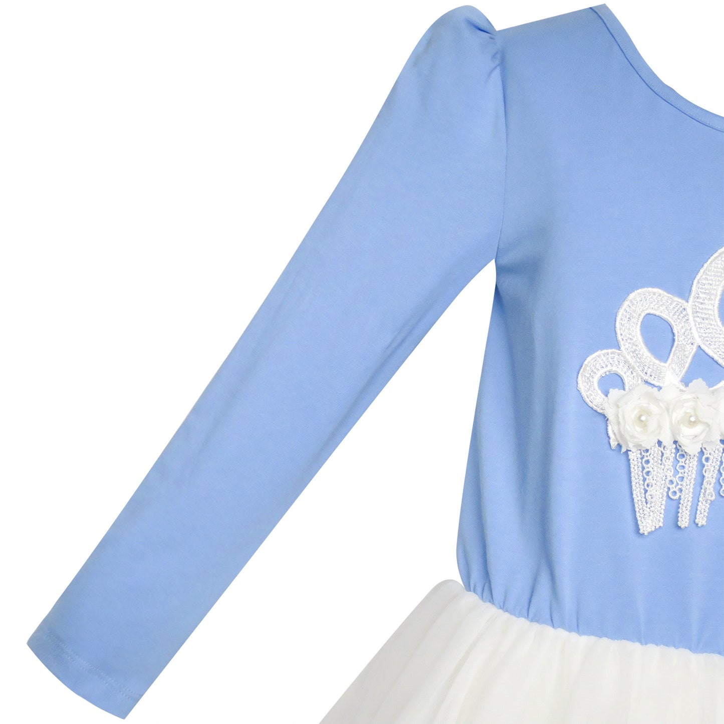 Girls Dress Long Sleeve Lace 2-in-1 Princess Tutu Size 4-12 Years
