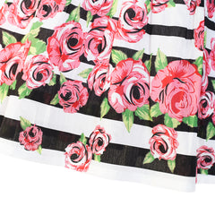 Girls Dress Rose Flower Double Bow Tie Party Size 4-12 Years