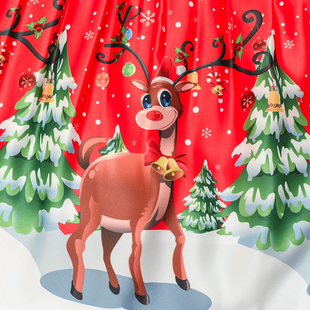 Sunny Fashion Girls Christmas Reindeer Bow A-Line Dress