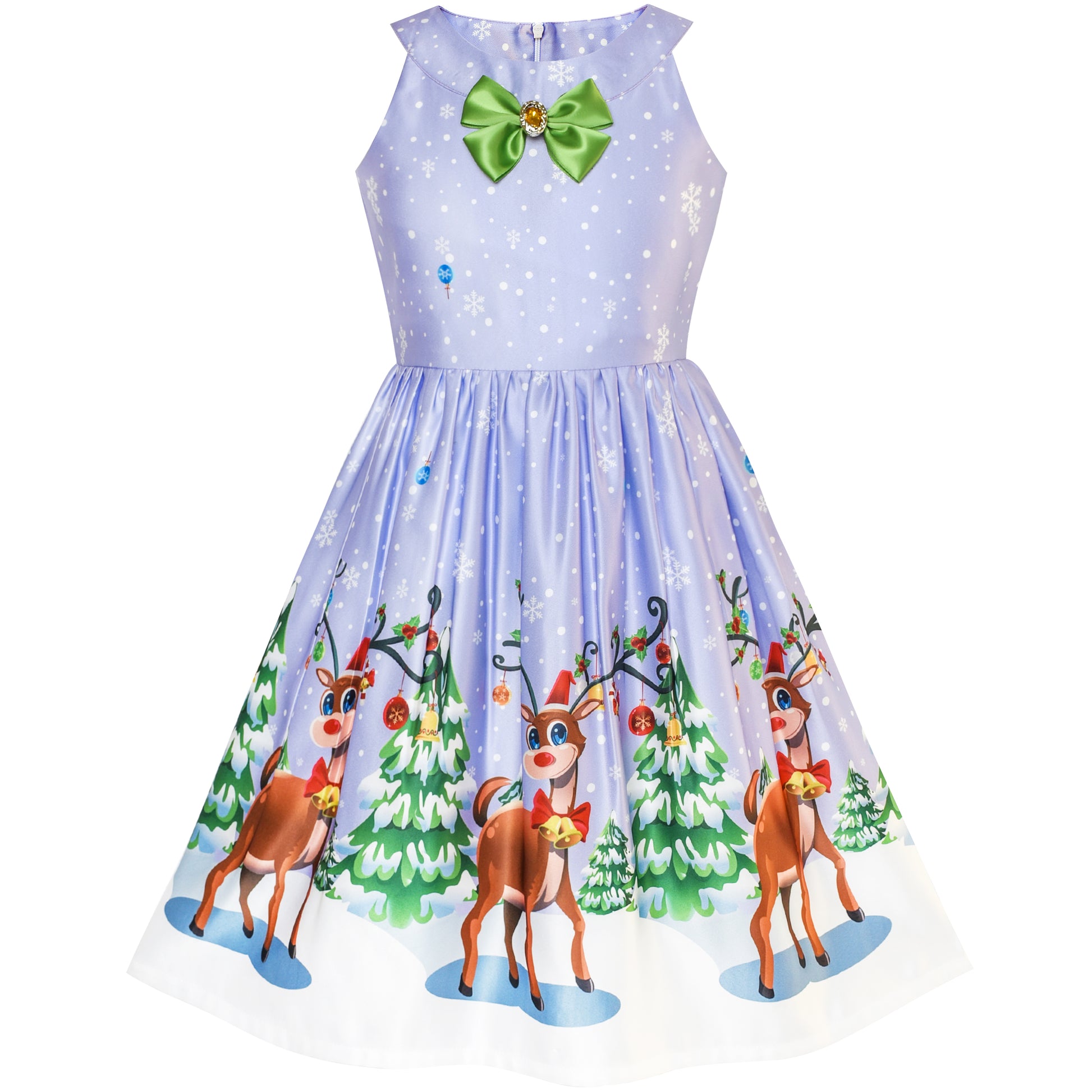 bow christmas dress Sunny Fashion Girls Christmas Reindeer Bow A-Line Dress