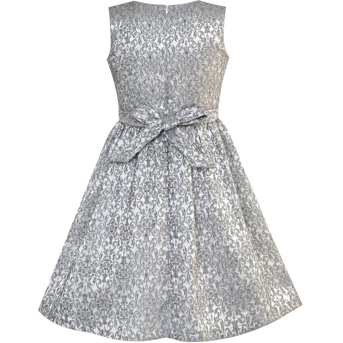 Girls Dress Bow Tie Jacquard Fit And Flare Princess Size 3-12 Years