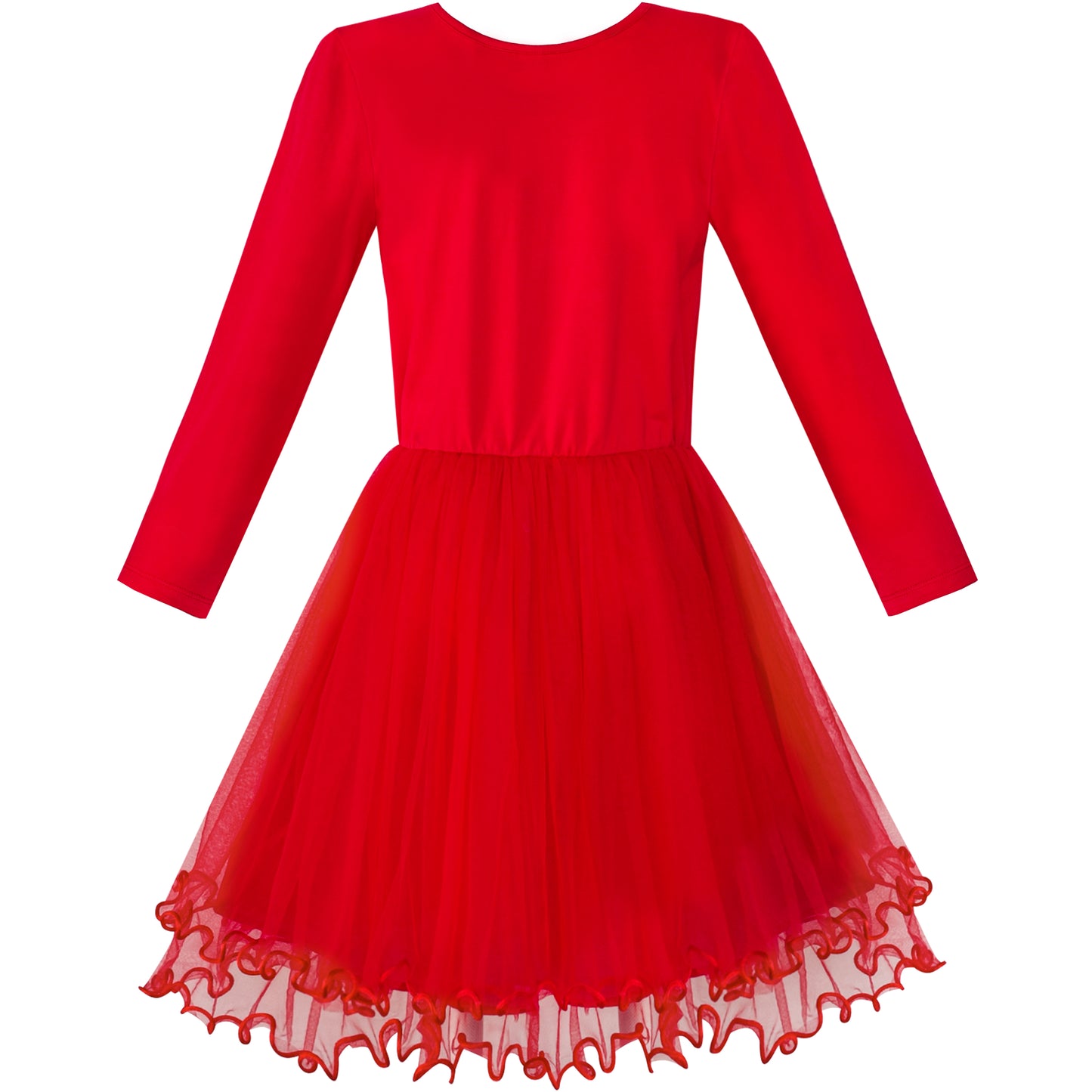 Girls Dress Long Sleeve Lace 2-in-1 Princess Tutu Size 4-12 Years