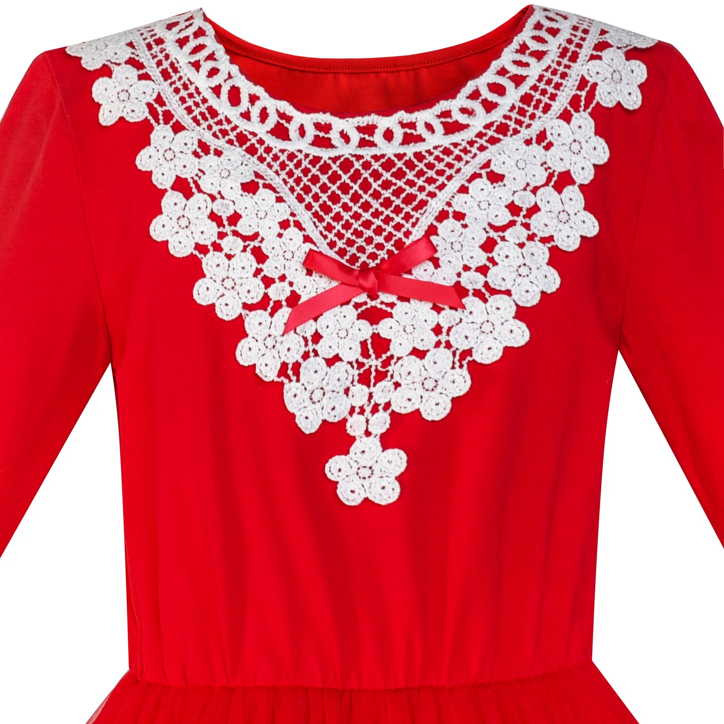 Girls Dress Long Sleeve Lace 2-in-1 Princess Tutu Size 4-12 Years