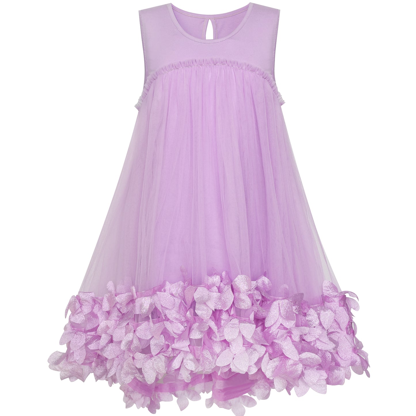 Sunny Fashion Girls Pink 3D Floral Tulle Dress with Crossbody Flower Bag