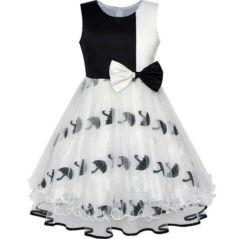 Girls Dress Bow Tie Color Contrast Size 4-12 Years