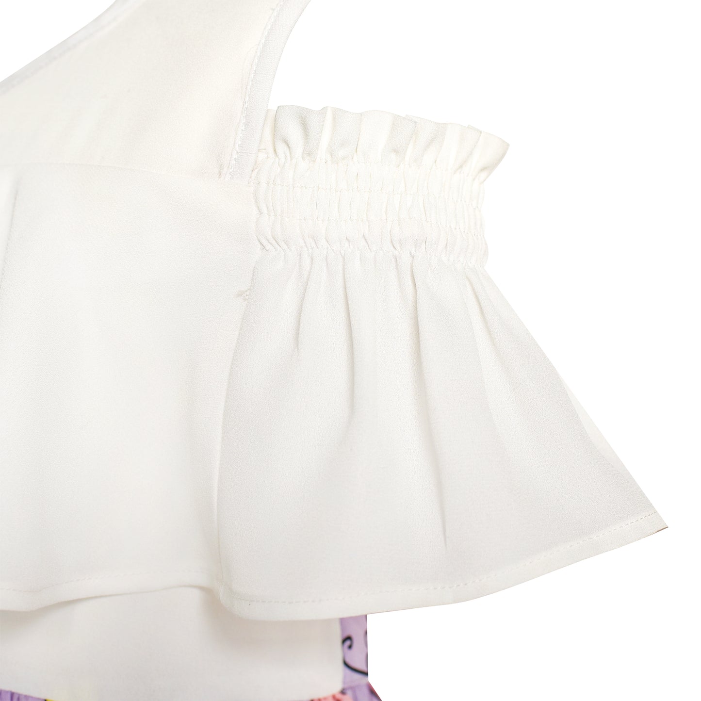 Girls Dress Chiffon Butterfly Ruffle Cold Shoulder Size 4-14 Years