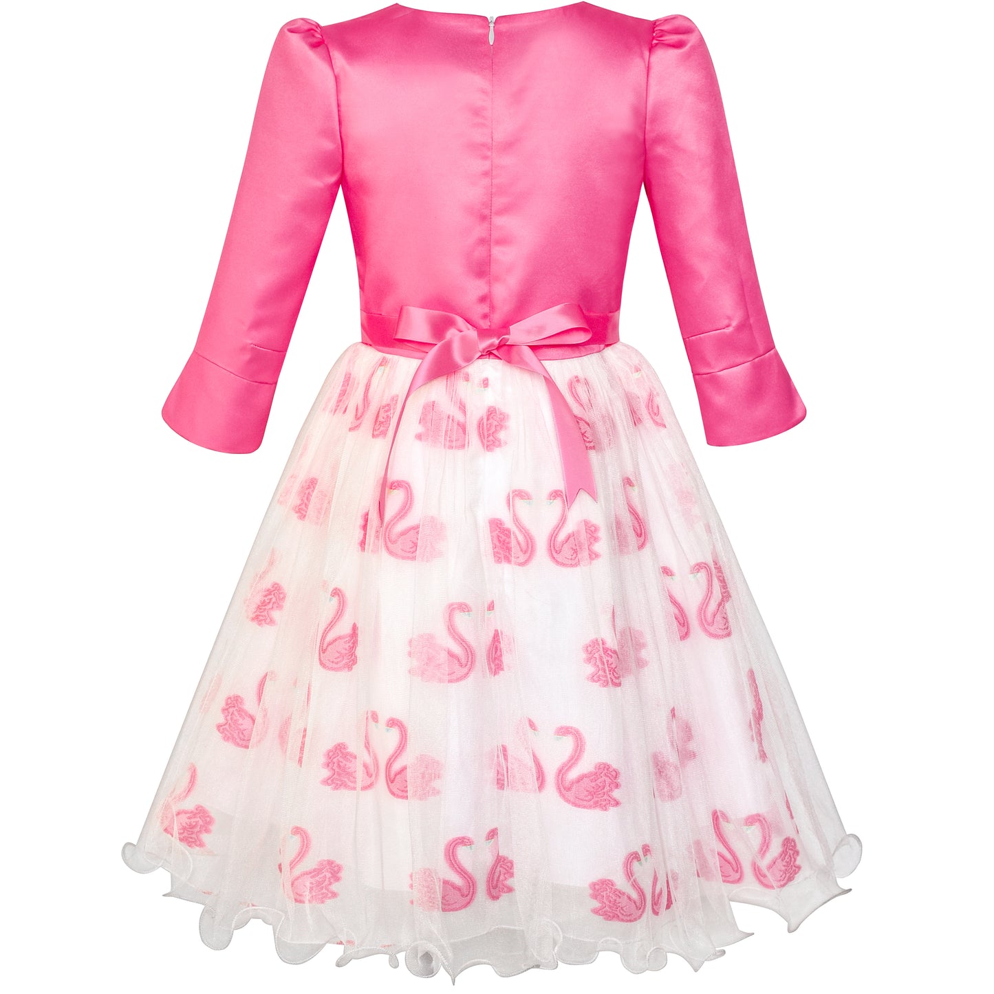 Girls Dress 2-in-1 Bolero Elegant Swan Party Dress Size 4-10 Years