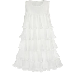 Girls Dress Sequin Wedding Hi-low Tulle Skirt Tutu Flutter Sleeve Size 3-12 Years