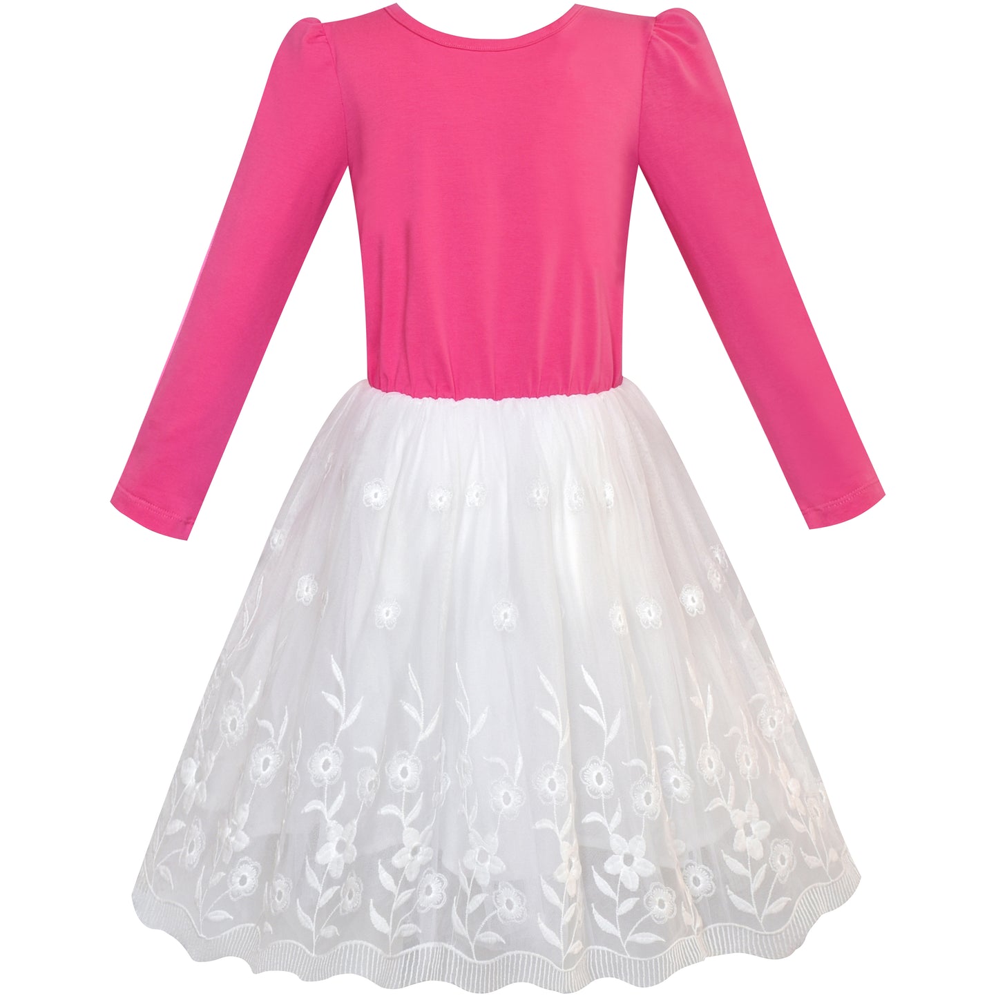 Girls Dress Long Sleeve Lace 2-in-1 Princess Tutu Size 4-12 Years