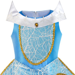 Princess Aurora Costume Briar Rose Accessories Crown Magic Wand Size 4-12 Years