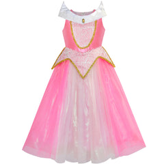 Princess Aurora Costume Briar Rose Accessories Crown Magic Wand Size 4-12 Years