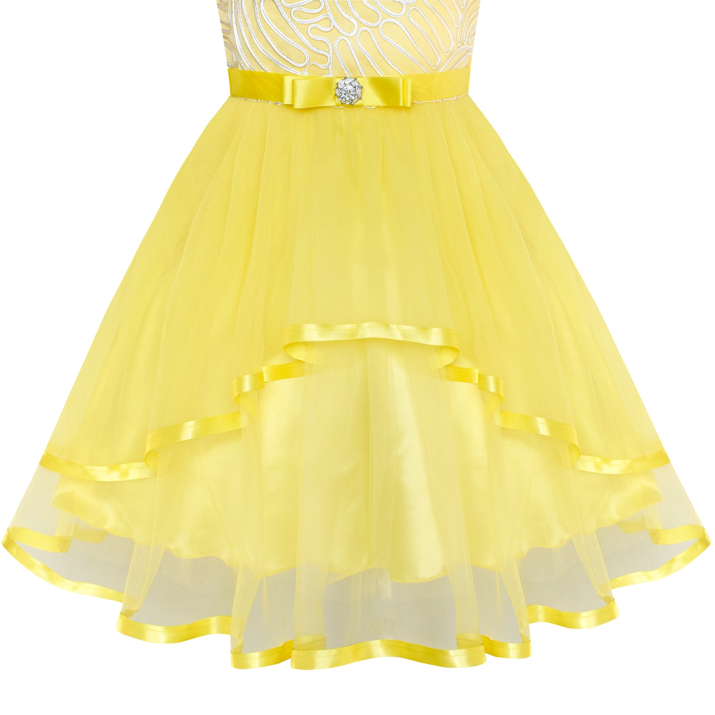 Sunny Fashion Girls Elegant Wave Hem Tulle Party Dress