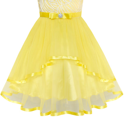 Sunny Fashion Girls Elegant Wave Hem Tulle Party Dress