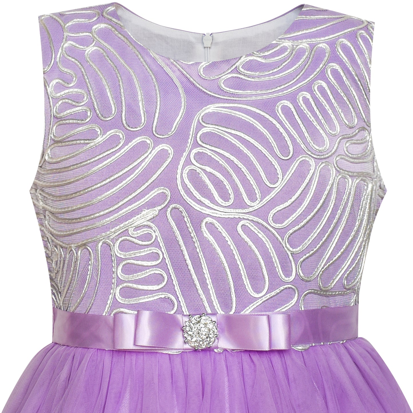 Sunny Fashion Girls Elegant Wave Hem Tulle Party Dress