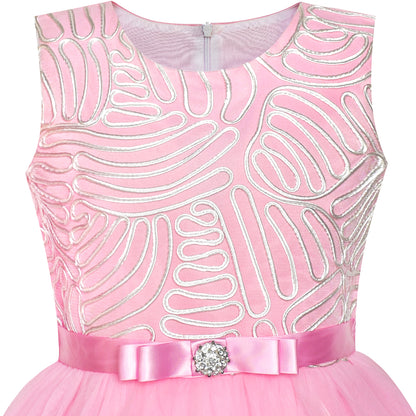 Sunny Fashion Girls Elegant Wave Hem Tulle Party Dress